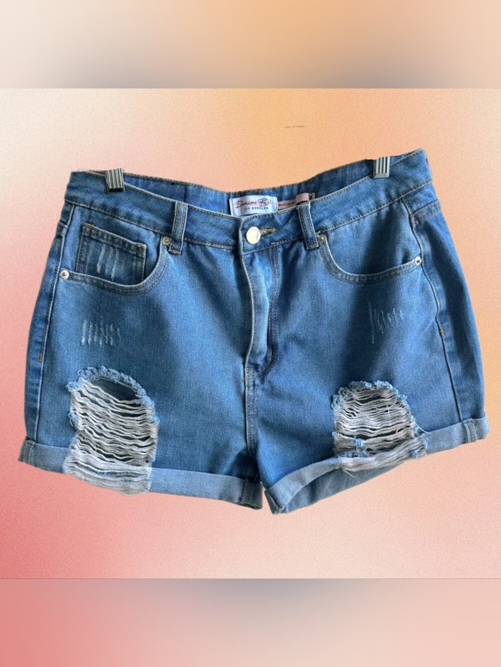 Women's Denim Blvd. Distressed Denim Shorts - Size LG - EUC